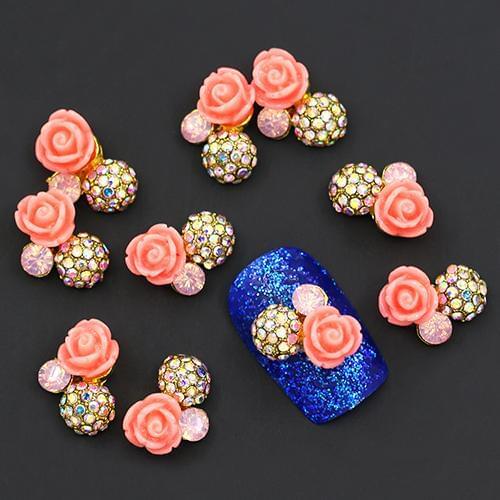 Popfeel 10 Pcs Womens 3D Alloy Crystal Rhinestone Nail Art Sticker Tips DIY Decor