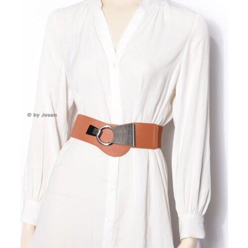 2021 New Vintage Wide Women Belt VD1780 Black Brown Elastic Punk Gothic cinto masculino Waist PU Leather Belts