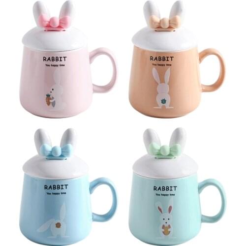 Lovely ceramic cups children with spoon mugs creative personality trend cups home milk breakfast coffee cups