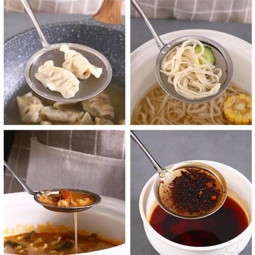 Stainless Steel Fat Skimmer Spoon Fine Mesh Strainer Food Strainer with Handle Oil Skimmer Strainer Kitchen Tools Accessories