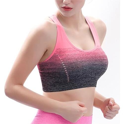Sport Bra Women Casual Gradient High Intensity Shock Fitness Tank Vest Underwear Fitness Gym Bras Female