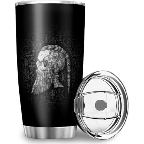600ML Stainless Steel Thermal Bottle With Skull Print Pattern Tea Cup Coffee Cup Milk Cup Portable Travel Custom Water Cup