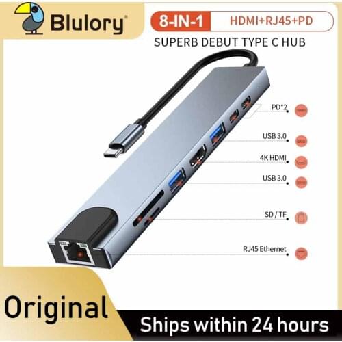 USB 3.0 Type-C Hub To HDMI Adapter 4K Thunderbolt 3 USB C Hub with Hub 3.0 TF SD Reader Slot PD for MacBook Pro/Air/Huawei Mate