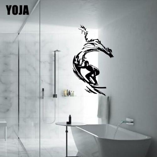 YOJA 28x16.5CM Surf Boy Bathroom Shower Decal Decoration Home Wall Sticker G2-0288