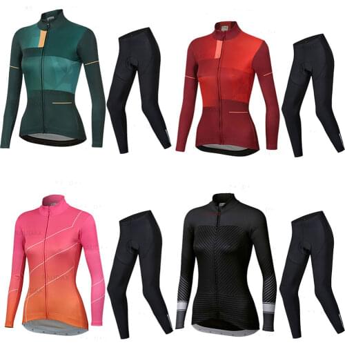 2021 Womens Summer Long Sleeves Cycling Jersey Set Breathable Anti-UV MTB Outdoor Cycling Sport Bike Clothing Ciclismo Mujer