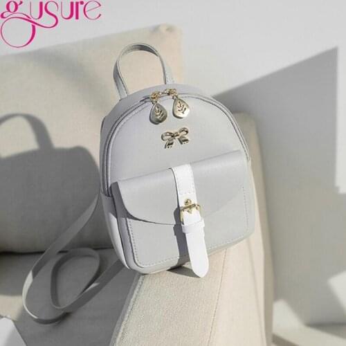 Gusure Womens Mini Backpack Luxury PU Leather Kawaii backpacks Cute Graceful Bagpack Small School Bags for Girls Bow-knot