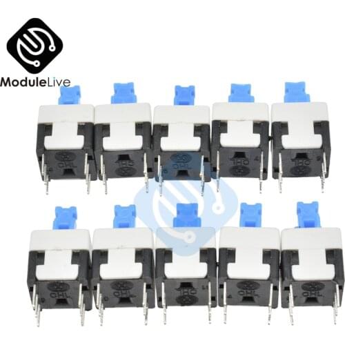 10pcs NEW 8X8mm Blue Cap Self-locking Type Square Button Switch 8*8 mm