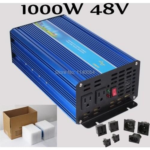 1000W Off Grid Inverter 48V DC to AC 100/110/120VAC or 220/230/240V Pure Sine Wave Output Solar Wind Inverter 1000W 48V