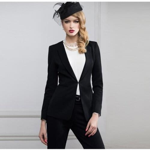 2016 Custom made Black Women Business Suits Formal Office Suits Work Suits Office Uniform Style trouser suit For women
