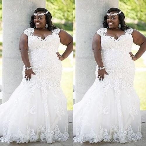 2020 Stunning Summer Lace Wedding Dress Plus Size Country Style Elegant Mermaid Bridal Gowns Appliques Tulle Wedding Gowns