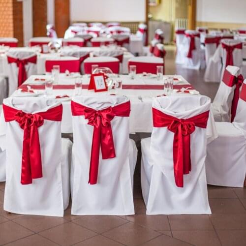 25/50/100pcs/lot Satin Fabric Wedding Chair Decoration Sashes Bow High Quality Chairs Knot Decor For Wedding Party Banquet Event