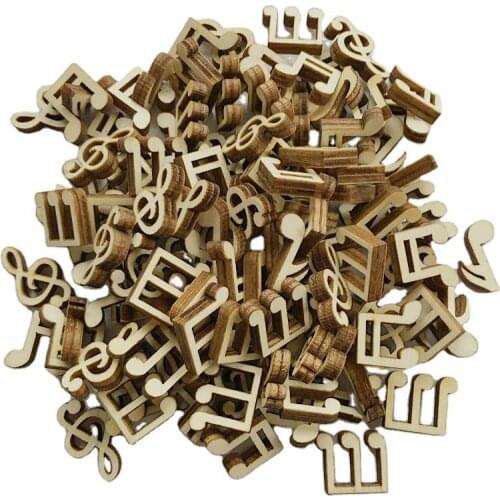 50pcs Music Notes Wood Cutouts Music DIY Craft Embellishments Gift Unfinished Wood Ornaments Decoration