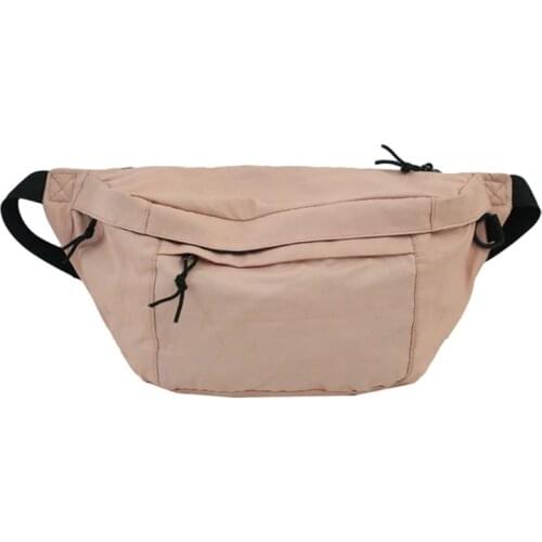 649D Unisex Large Capacity Canvas Fanny Pack Harajuku Solid Color Zipper Waist Bag Chest Pouch Adjustable Crossbody Handbag