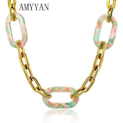 Chains Link Metal Necklaces 316L Stainless Steel Material DIY Jewelry Steel/Gold Color Necklace Clothing Accessories