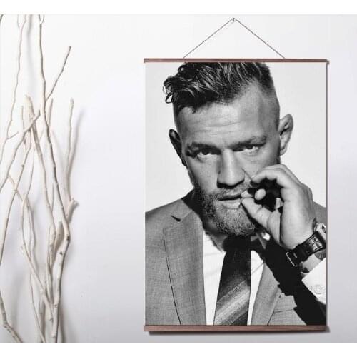 Conor McGregor Art Canvas poster decoration painting with solid wood hanging scroll