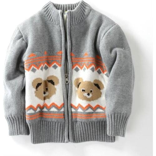 Boys cartoon bear the little boy and the childrens cotton sweater in the sweater jacket of the childrens zipper cardigan