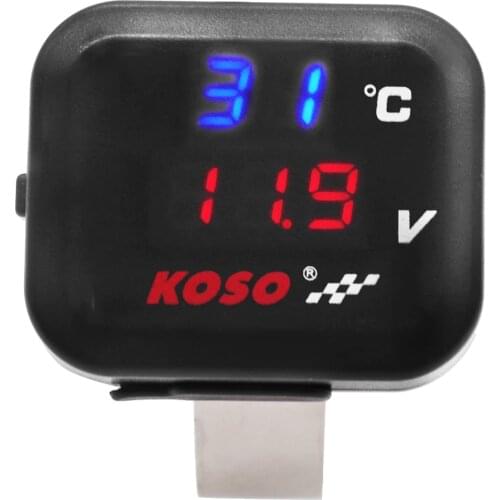 Koso Motorcycle Temperature Gauge Voltmeter Voltage Display Gear Indicator With USB Charge 2 In 1 Function