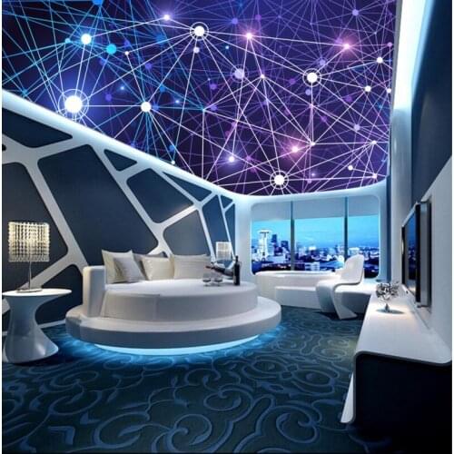 Colorful dynamic photosensitive ring fashion ceiling mural 3d ceiling murals wallpaper