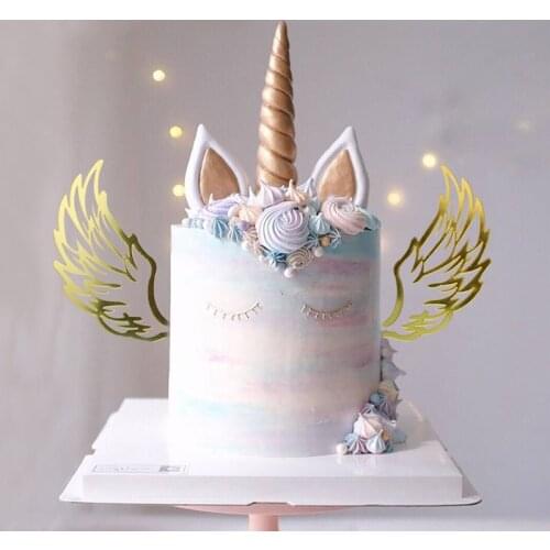 Angel wings unicorn party decoration cupcake cake topper picks birthday cake decoration tool topper baby shower boy babyshower