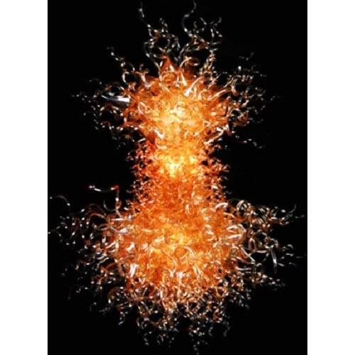 Murano Glass Chandelier Lustre Amber Color Led Indoor Lighting Modern Hand Blown Pendant Lamps Home Hotel Loft Decor 120 CM