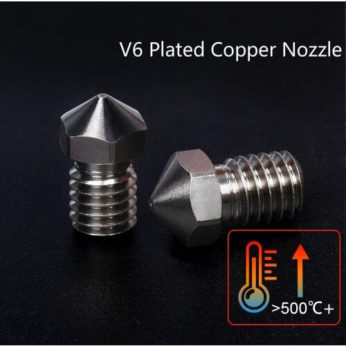 V6 Plated Copper Nozzle Durable Non-stick E3D V6 Nozzle M6 Thread For E3D V6 Hotend 3D Printer Parts High Quality