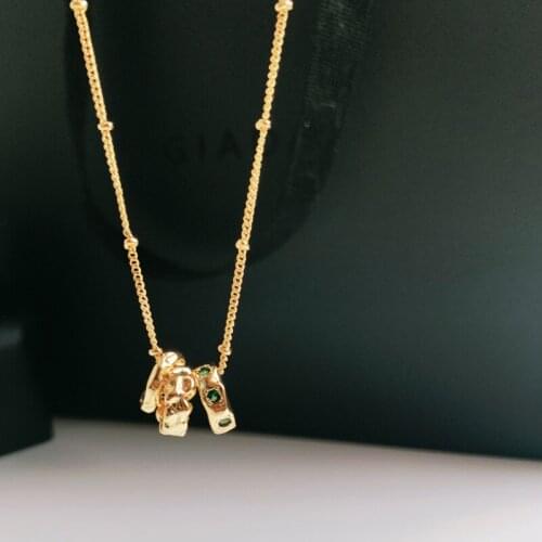 Fashion Womens Necklace Regular Ring Clavicle Chain Vintage Emerald Pendant Necklace Female Jewelry