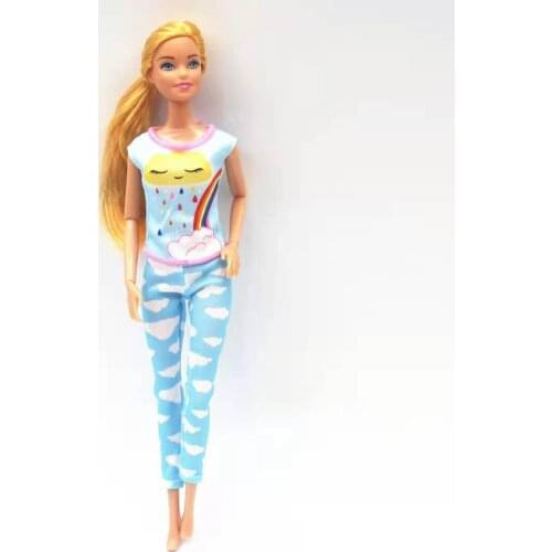 Fashion Blue Sky 1/6 BJD Doll Clothes Set For Barbie Accessories Outfits Shirt Top Pants Trousers Kids Dollhouse Toy Girl Gift