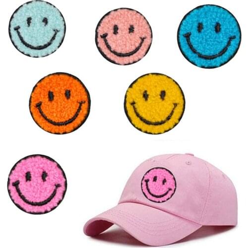 3pcs/lot Towel Smile Patch Embroidery Patches For Clothes DIY Round Sticker For Cloth Sew On Bags/Jeans Applique