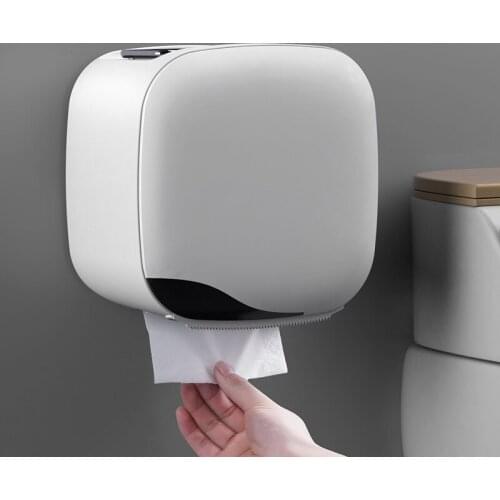 Wall Mounted Bathroom Waterproof Tissue Box Toilet Paper Holder Shelf Toilet Paper Tray Roll Paper Tube Storage Box Organizer