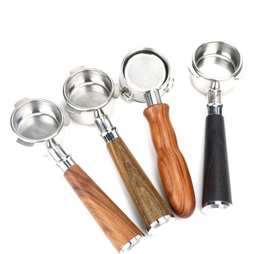 Natural Quality Wooden Handle 54MM Stainless Steel Bottomless Portafilter Coffee Machine Accessories