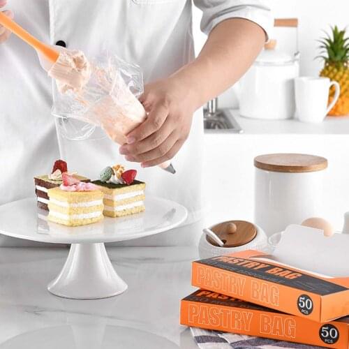 NEW 50pcs/box Transparent PE Disposable Thickened Decorative Bag Cake Cookie Decorating Baking Tool Kitchen Tool