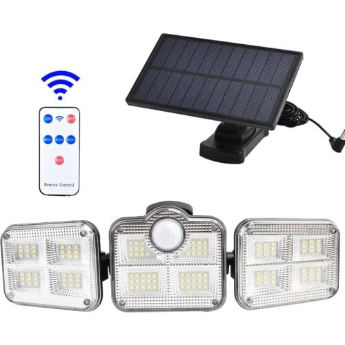 New LED Lighting Lamps Solar Powered PIR Motion Sensor Wall Light Remote Control Waterproof Street Lights Lighting Lamps