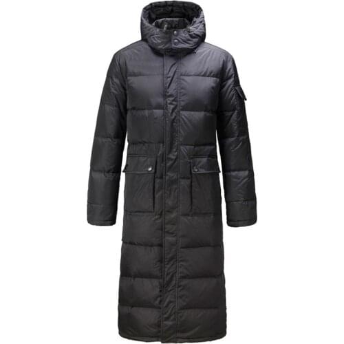 Hooded Extra Long 90% Duck Down Overcoat Men Casual Black Outwear Down Jackets Male Thick Down Coat Fashion Puffer Jacket JK-784