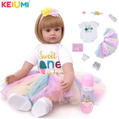 KEIUMI 24 Inch Realistic 60 CM Soft Cloth Body Lovely Reborn Babies Doll Reborn Beautiful Menina Childrens Day Birthday Gifts