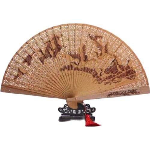 Retro Chinese Foldable Full Arborvitae Fan Handheld Artcraft Wall Hanging Decor for Wedding Gift Bamboo Hollow Out Fan Handheld