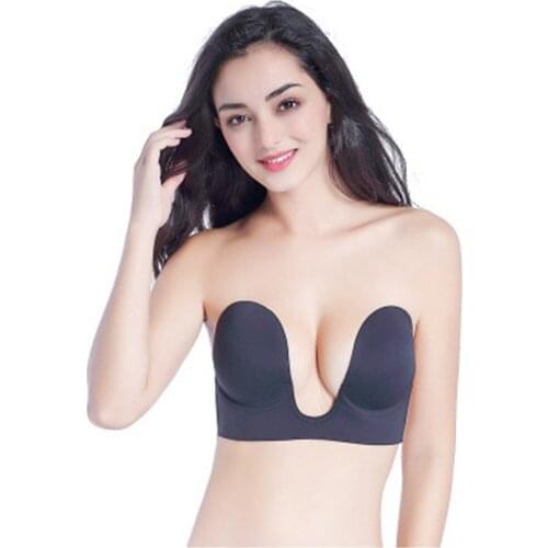 Sexy seamless push up breast paste bridal strapless invisible chest nipple women black beige bra CYHWR