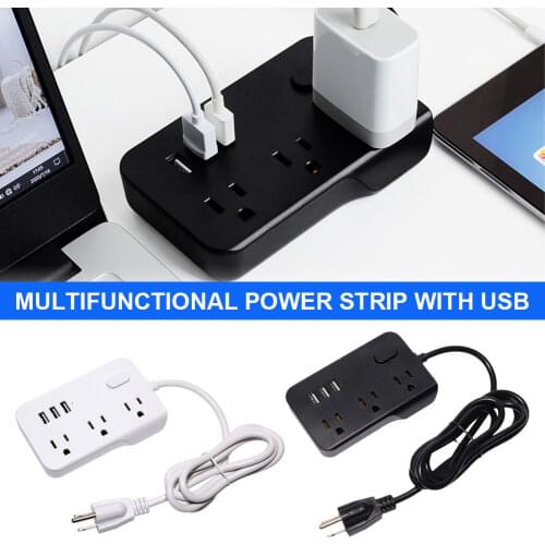 Power Strip Surge Protector with 3 AC Outlets and 3 USB Charging Ports for Smartphone Tablets Home Office Hotel