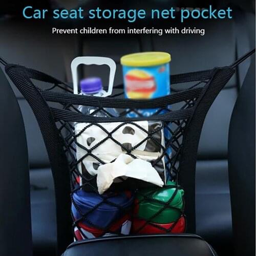 1pcs Car Net Organizer Standard Between Seat Mesh Storage Net With Pockets Front Seat Dog Barrier For Cars Trucks #P3