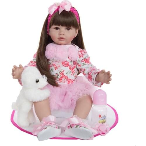 60cm Silicone bebe reborn Doll Toy Realistic Vinyl Princess reborn Toddler doll for Child Birthday Gift Brinquedo