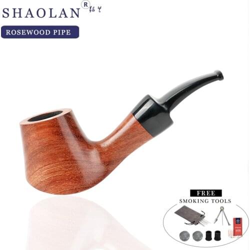 ▂ξ Smoker Handmade Rosewood Tobacco Pipe Smoking Pipe Smoking Tobacco Pipe Set Bent Style Gift Box Gift For Older Freeshipping