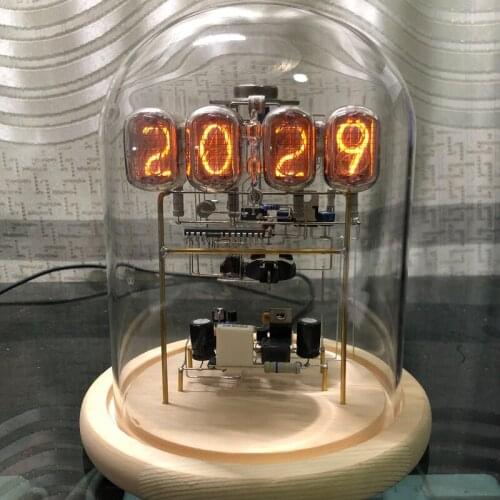 IN12 Glow tube clock, Retro tabletop decoration, White glass, Creative clock, Nostalgic handmade