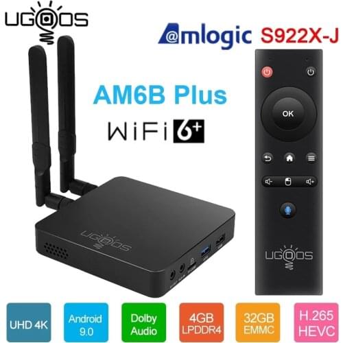 UGOOS AM6 AM6B Plus Amlogic S922X-J 2.2GHz Tv Box Android 9.0 Wifi 6 DDR4 4GB 32GB 4K Set Top Box 1000M Lan Media Player