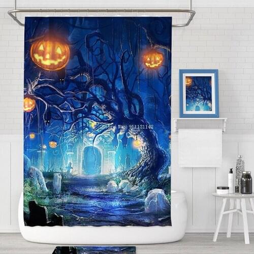 3D Halloween Print Waterproof Polyester Fabric Shower Curtain with Bathroom Decor Mildew Proof Shower Curtain