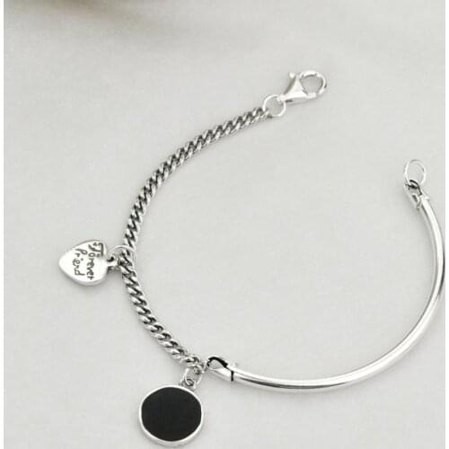925 Sterling Silver Heart Charm Bracelet &Bangle For Women Elegant Wedding Party Jewelry Браслет sl361