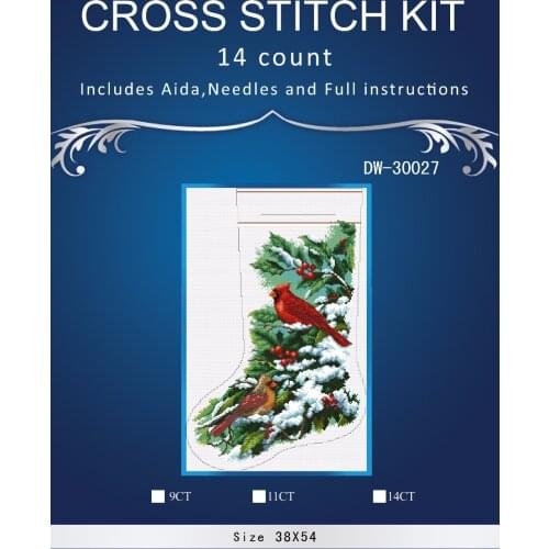 Lovely Gold Collection Counted Cross Stitch Kit similar dmc anchor dim cross stitch color christmas sock red bird