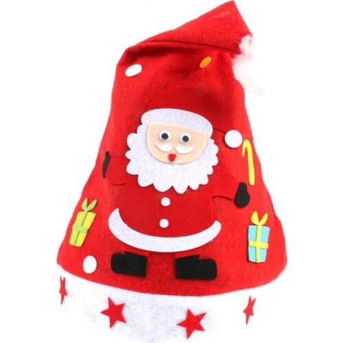 1Set Handicrafts Christmas Caps Materials Kids DIY Craft Toys New Year Christmas Tree Decoration Santa Elf Hats