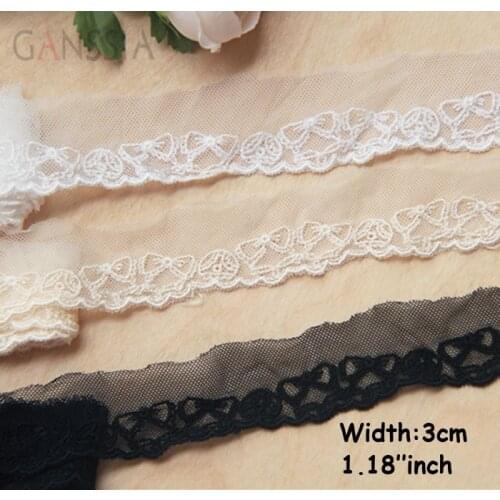1yrd/lot Width:3.0cm Bow-knot cotton mesh embroidery design lace for DIY, mesh embroidered lace for scarpbooking.(ss-647)