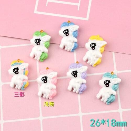 10pcs 26*18MM DIY resin girl flatback unicorn charms pendant kawaii cabochon ornament craft decoration fashion jewelry making