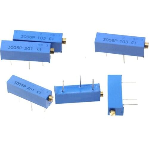 10pcs 3006P Potentiometer 1K 2K 5K 10K 20K 50K 100K 200K 500K 1M 100R 200R 500R Adjustable Precision Multi-turn Potentiometer