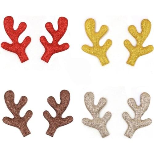 5pairs Glitter Antler For Christmas Party Hairpin Applique Decor Accessories Deer Head For Baby Girl DIY